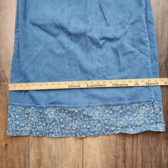 Denim&Co A line denim skirt with floral print size Large - Picture 4 of 9